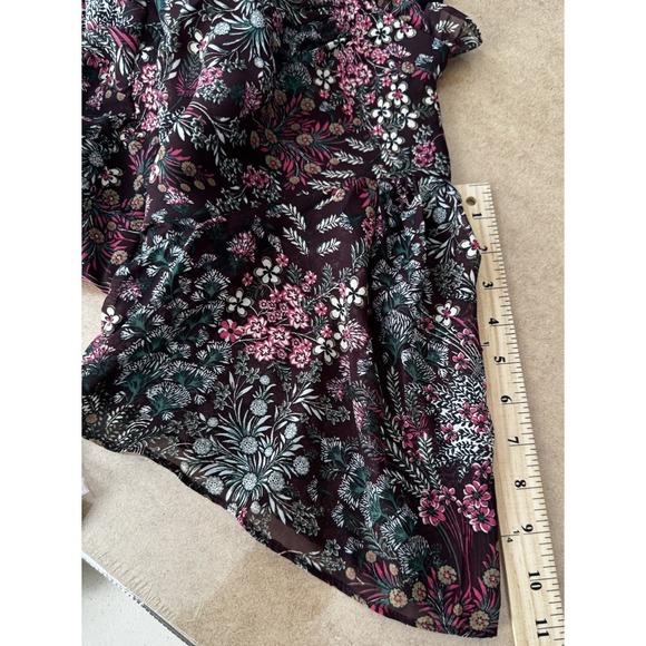 Julia Jordan Dark Floral Dress 4 Flutter Sleeve A-Line Romantic Cottagecore Midi - Picture 16 of 16